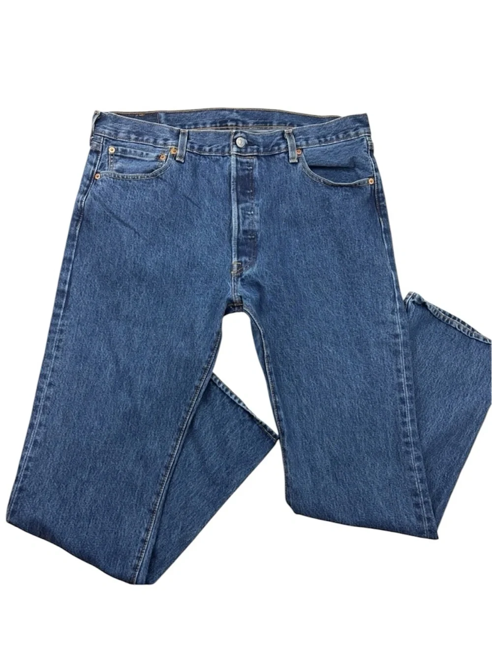 Levi’s 501 Button Fly Medium‎ Wash Rugged Solid Classic “50’s” Jeans Size 36/32